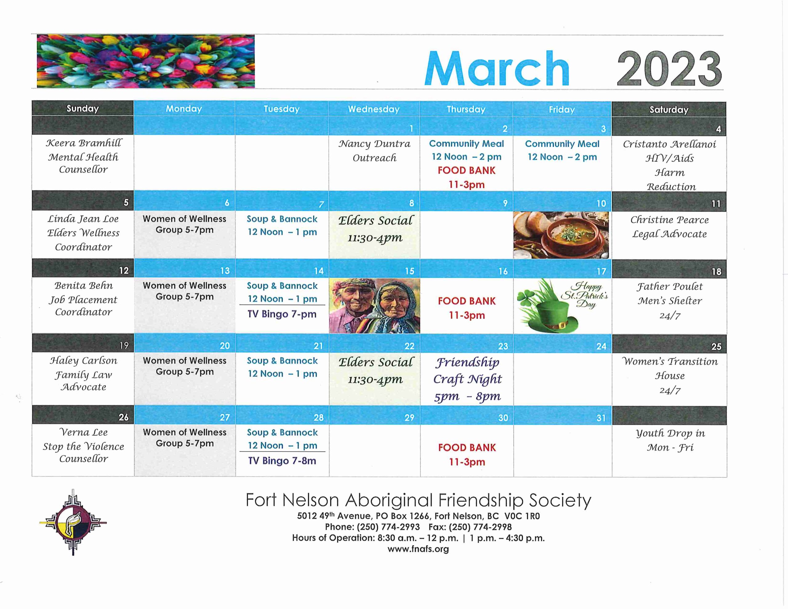 March 2023 calendar of events